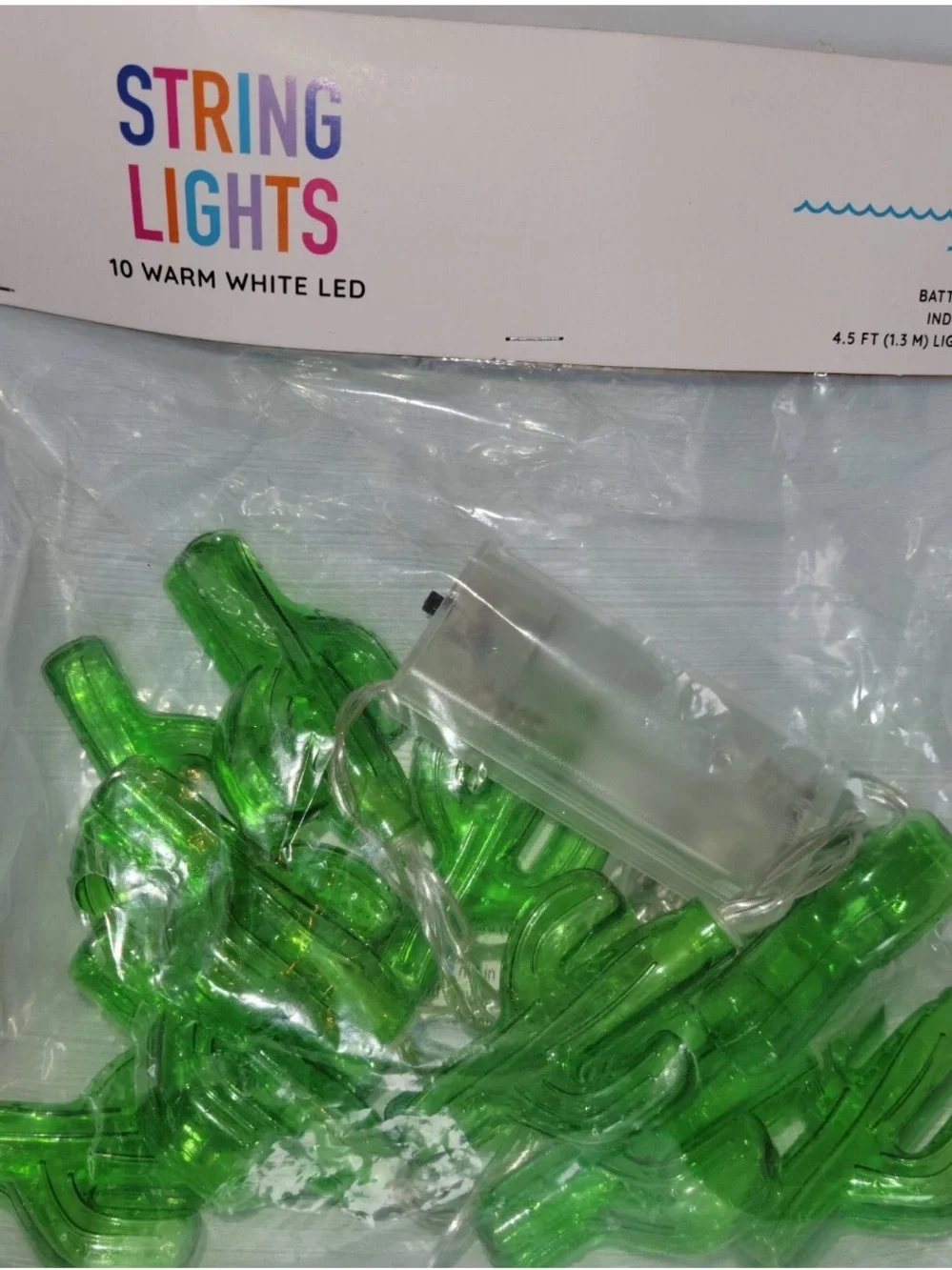 Lot Of 3 Cactus 10ct String Lights Battery Powered Summer Bullseye Playground
